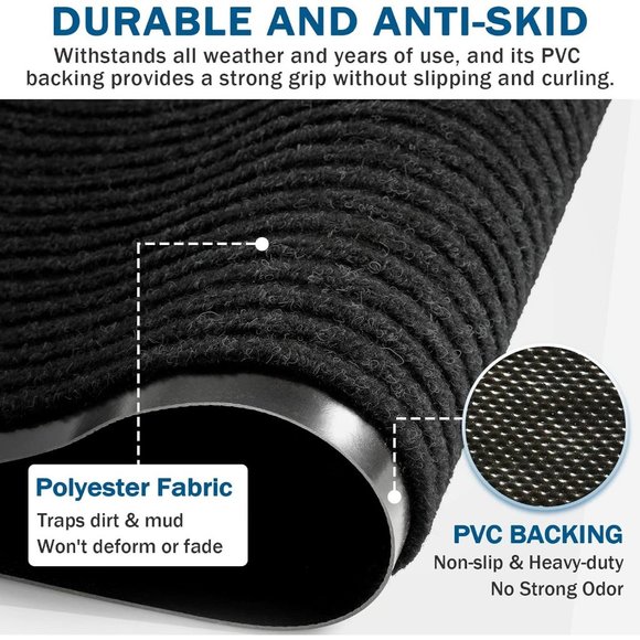 30'' x 17'' Black 2 Front Porch Non-Slip Dirt-Resistant Easy Clean Doormats - Picture 5 of 7